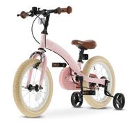 Deryan Vélo de luxe pour enfant 14" | Vélo 3 en 1 | Vélo avec selle réglable et guidon | Vélo enfant pour garçons et filles | Rose