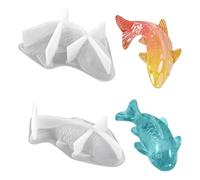 DeryArcle 2 Pièces Moule en Résine Poisson, Moules en Silicone Carpe Koï, Moulle Résine époxy Poisson Rouge Fish Resin Mold pour DIY Porte-Clés Pendentif Décoration D'aquarium Bonsaï Artisanat