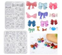DeryArcle 2 Pièces Moule Résine Nœud Papillon, Moules Silicone Bijoux Pinces à Cheveux, Moulle Moulage de Résine Époxy Pendentif Bow Resin Mold pour DIY Porte-Clés Boucle d'oreille Collier Décor