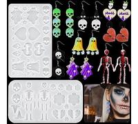 DeryArcle 2 Pièces Moules en Résine Boucles d'oreilles Halloween, Moule en Silicone Bijoux Squelette Crâne, Moulle Resine Epoxy Fantôme Resin Earring Mold pour DIY Porte-Clés Collier Pendentif Décor