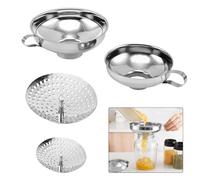 DeryArcle 2 Sets Entonnoir Multifonctionnel en Acier Inoxydable - Avec PoignEe Grande Passoire A Confiture Epaisse Ustensiles de Cuisine - Pour Transporter la Confiture, L'huile Et les Liquides De Vin