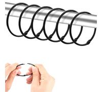 DeryArcle 20 Pièces Anneaux de Rideaux, Round Anneaux pour Tringle à Rideaux, Crochet de Rideaux Metal, pour Salle de Bain Maison Scrapbooking (Noir)