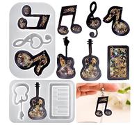 DeryArcle 2Pcs Moule en Silicone Porte-Clés, Moules en Résine Epoxy Note de Musique, Moulle Resine Pendentif Sables Mouvants Bijoux Resin Keychain Mold pour DIY Boucles d'oreilles Colliers Décoration