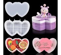 DeryArcle 2Pièces Moule Résine Boîte Coeur, Moules Silicone Boîte à Bijoux Avec Couvercle, Moulle Resine Epoxy Moulage Rangement Conteneur Heart Box Mold pour DIY Bocaux Stockage Décoration