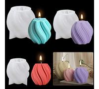 DeryArcle 3 Pièces Moule à Bougie Spirale, Moules Silicone Bougie Géométrie, Moulle Résine Époxy Irrégulier 3D Spiral Sphere Candle Mold pour DIY Savon Aromathérapie Pierre Décorer