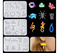 DeryArcle 3 Pièces Moule Boucles d'oreilles Animaux, Moules Resine Epoxy Insecte Papillon Serpent Moulle Résine Silicone Pendentif Lapin pour DIY Moulage Porte-Clés Collier Artisanats Décor (Type A)