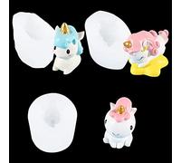 DeryArcle 3 Pièces Moule Licorne Resine Epoxy, Silicone Animaux 3D, Bougies Èpoxy Coulée, Pendentif Bijoux Moulage pour Créatif Décoration de Maison
