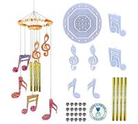 DeryArcle 32 Pièces Moule Carillon Resine Moule en Silicone Carillon éolien Moule Note de Musique Moulage de Coulée de Epoxy pour Bricolage Décoration Pendentif