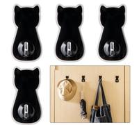 DeryArcle 4 Pièces Crochet Mural Chat, Crochets de Clé Mignon Noir Crochet Adhésif Porte-Serviettes Cat Adhesive Hook pour Cuisine Salon Salle De Bain Bureau Chambre à Coucher (Type B)