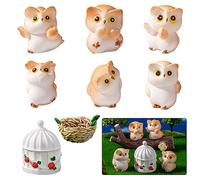 DeryArcle 8 Pièces Mini Statue Hibou, Sculpture Chouette Ornements de Animaux Résine Miniature Owl Figurines pour DIY Fée Jardin Paysage Pot de Fleur Bonsaï Patio Décoration Extérieur (Type A)