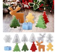 DeryArcle Lot de 6 Moules à bougies de Noël Wapiti,Moule Bougie Noel Kit,3D bougies en silicone DIY Moule flocon de neige,moule en silicone Noël pour Savon Bougie Gâteaux Les Bougies Parfumées