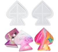 DeryArcle Moule Résine Boîte Coeur de Pique, Moules Resine Epoxy Boîte à Bijoux avec Couvercle, Moulle Coulée Silicone Jewelry Box Mold pour DIY Domino Porte Clé Pendentif Bonbons Bijoux Stockage