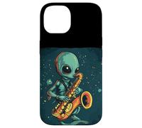 Des airs cosmiques d'un drôle d'extraterrestre au saxophone Coque pour iPhone 14