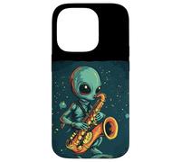 Des airs cosmiques d'un drôle d'extraterrestre au saxophone Coque pour iPhone 14 Pro