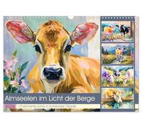 Des âmes d'alpage dans la lumière des montagnes. Des vaches charmantes dans une optique artistique à l'huile, Version française (Calendrier mural 2026 DIN A3 portrait), Calendrier CALVENDO mensuel