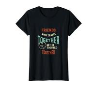 des Amis Qui voyagent Ensemble, Ont des ennuis Ensemble T-Shirt Graphique avec Valeur, Femme, Noir, M