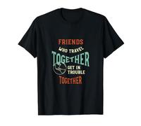 des Amis Qui voyagent Ensemble, Ont des ennuis Ensemble T-Shirt Graphique avec Valeur, Homme, Noir, L