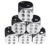 Dés argentés 6cs, dés à 6 Faces avec Coin Arrondi, Argent plaqué 0, 6, Acrylique de Remplacement Portable pour Jeux de société, Jeux fête