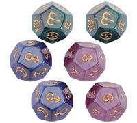 Dés Astrologiques 12 Faces en Résine, Lot de 6 Pièces