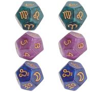 Dés Astrologiques en Résine 6 Pièces à 12 Faces | Bords Lisses sans Bavure, Accessoire Créatif pour Parties et Rassemblements, Apprentissage Astrologique