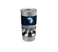 Des astronautes qui marchent sur la lune à Space Abbey Crossing on the Moon Gobelet isotherme en acier inoxydable double paroi