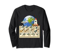 des astronautes Qui marchent sur la Lune à Space Abbey Crossing on The Moon Manche Longue