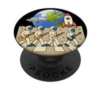 des astronautes Qui marchent sur la Lune à Space Abbey Crossing on The Moon PopSockets PopGrip Adhésif