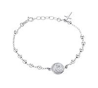 Personnaliser Catholique Chrétienne Religieuse Prière Lits Avec Croix Charm Sainte Mère Vierge Marie Médaille Rosaire Bracelet Pour Femmes Ados .925 Argent Sterling 7- Pouces Ajustable Personnalisable