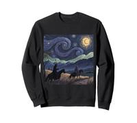 Des cavaliers sous un ciel nocturne tourbillonnant Sweatshirt