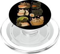 Des chats Maine Coon en guise de sushi dans un graphique d'art culinaire japonais kawaii PopSockets PopGrip pour MagSafe