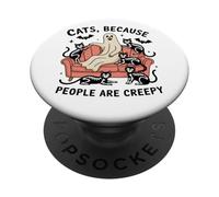 Des chats parce que les gens sont des fantômes effrayants PopSockets PopGrip Adhésif