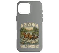 des Chevaux Sauvages de l'Arizona errent en liberté avec Un étalon de Western Salt River Coque pour iPhone 16 Pro Max