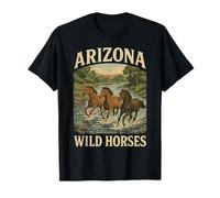 des Chevaux Sauvages de l'Arizona errent en liberté avec Un étalon de Western Salt River T-Shirt