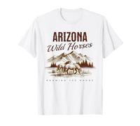 des Chevaux Sauvages de l'Arizona errent en liberté avec Un étalon de Western Salt River T-Shirt