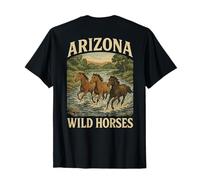 des Chevaux Sauvages de l'Arizona errent en liberté avec Un étalon de Western Salt River T-Shirt