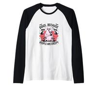 des Chiens Parce Que Les Gens sont effrayants. Fantômes d'halloween Manche Raglan