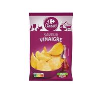 Des chips croustillantes et savoureuses pour l'apéritif - CARREFOUR CLASSIC' Saveur Vinaigre, Pomme de Terre Origine France, Sans Huile de Palme, Sachet 135g - Lot de 6