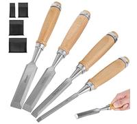 des Ciseaux en Bois deuson 4pcs Sigle des Ciseaux de Sculpture en Bois en Acier Chrome-Vanadium Tranchant avec des poignées de hêtre