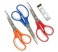 Des ciseaux magnifiques avec une garantie de 12 mois et un mètre ruban souple [Pack 4] 3 pcs 8" ciseaux multi-usages robustes avec poignées TPR Soft Grip pour fournitures de bureau, artisanat