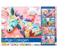 Des collages aériens. Des animaux magiques aux couleurs gaies, Version française (Calendrier mural 2026 DIN A3 portrait), Calendrier CALVENDO mensuel