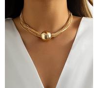 Des colliers multicouches superflus de Wedity Punk Bracelets collier collier de collier de Choker à sphère géométrique chaînes de bijoux pour femmes et filles (Collier d'or)