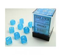 Dés Cubes - 12Mm - Gelé Bleu Caraïbe/Blanc (Ensemble De 36 X W6)