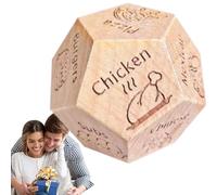 Dés de décision alimentaire - Dés en bois pour rendez-vous amoureux | Dés alimentaires pour couple | Dés alimentaires portables | Jeu de dés alimentaires en bois, dés de décision à 12 côtés pour