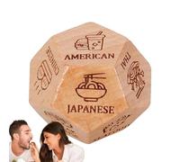 Dés de décision de repas, dés de repas pour couples, dés de sélection des aliments en bois, jeu de dés réutilisables pour couple, 12 dés de décision, amusant pour mari et femme