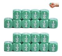 Dés de Fraction pour Enfants, 20 pièces de dés mathématiques à facettes Multiples, Ensemble Jeu Table éducatif, Accessoires pour la Pratique des mathématiques des Enfants, Vert.
