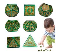 Dés de Jeu de Société - 7 Pièces Dés en Acrylique à Thème de Jeu - Ensemble Complet aux Couleurs Vives avec Boîte de Stockage Magnétique pour Pique-Nique Camping et Voyage