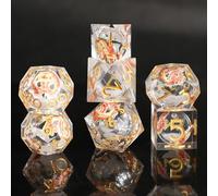 Dés de Jeux Sables Mouvants à Noyau Liquide Donjons et Dragons 7 pièces Résine D4 D6 D8 D10 D12 D20 D% Ttrpg MTG RPG DND Dés avec Boîte-Cadeau