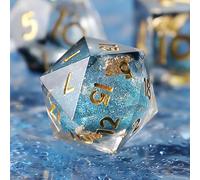 Dés de Jeux Sables Mouvants à Noyau Liquide pour Donjons et Dragons, DND Dés Jeu de Role 7 pièces Résine Polyédriques D4 D6 D8 D10 D12 D20 D% pour Ttrpg MTG RPG Dés Jeu de Role avec Boîte-Cadeau