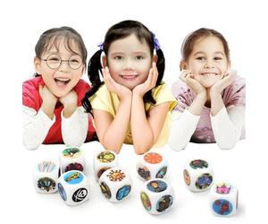 Dés de l'heure du conte - 9 cubes de narration, 54 emblématiques, dés de jeu imaginatif, jeu narratif créatif | Pour Adultes Soirée de jeux en famille Salle de pprentissage amus