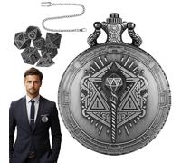 Dés De Montre De Poche | Jouets De Jeu De Dés Portables Avec Coque De Montre De Poche | Baguette Magique Lumineuse Rétro, Jouet De De Société, Jeu De Société Steampunk 7 Pièces, Petits Accessoires
